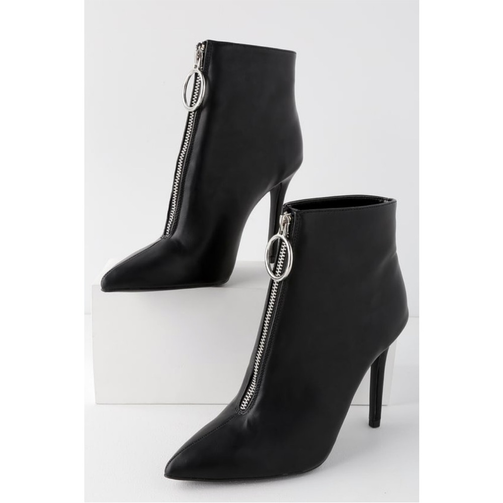Lulus Qupid black stiletto ankle booties